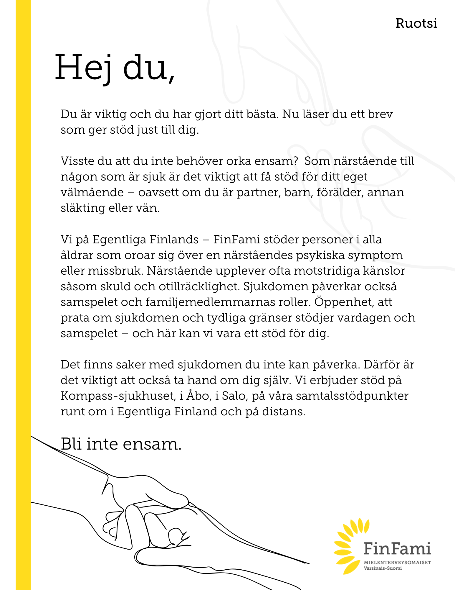 Läheiskirjeen etusivu
