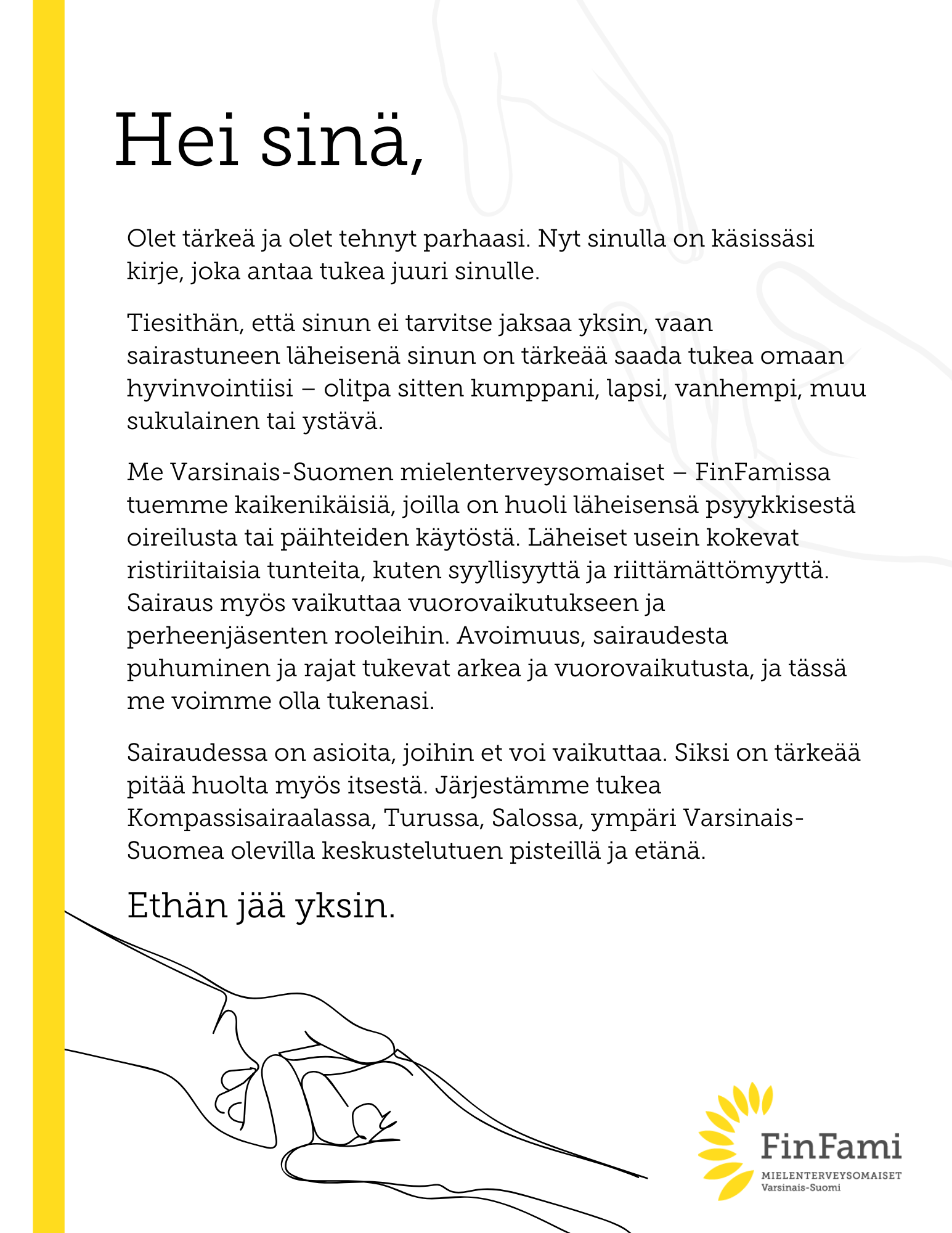 Läheiskirjeen etusivu