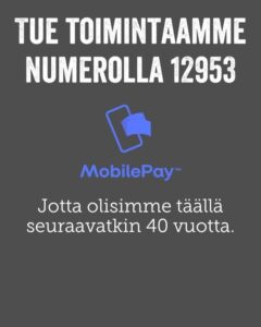 Lahjoita työhömme mobilepaylla numeroon 12953