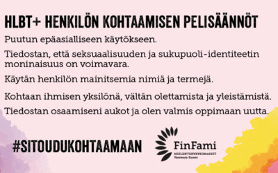 HLBT+ kohtaamisen pelisäännöt