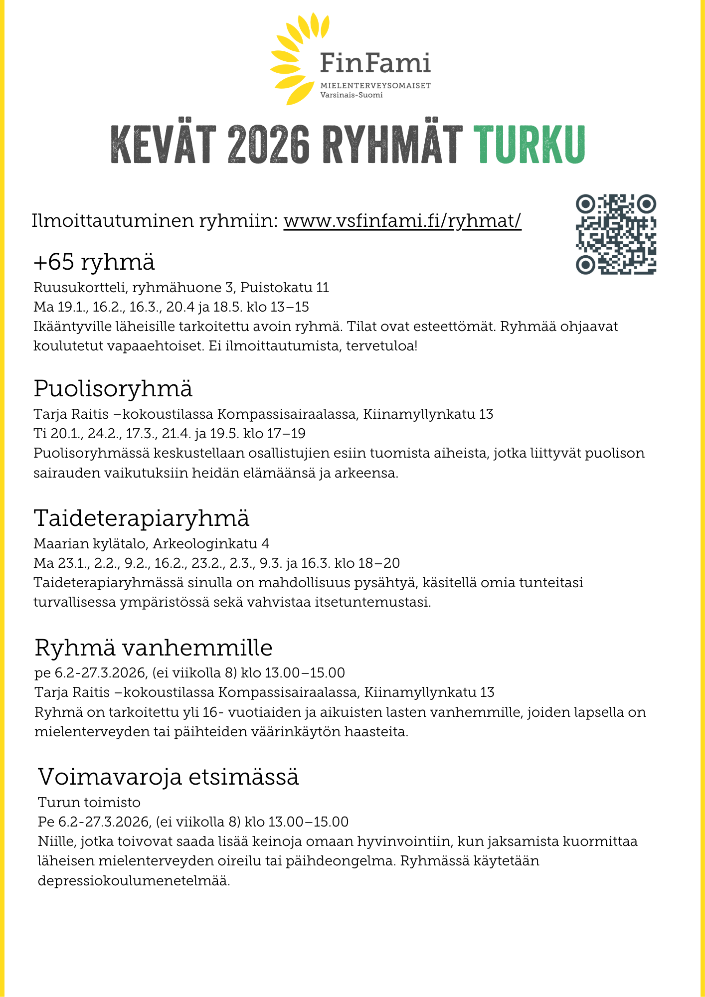 Läheiskirjeen etusivu